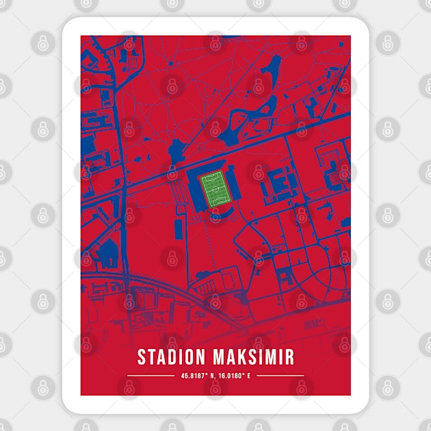 Maksimir Stadion Blue Map Design Sticker by TopFootballStadiums